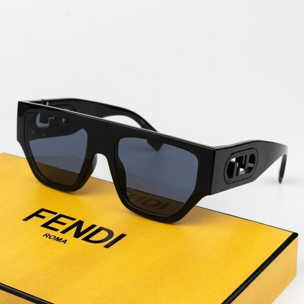 Fendi O'LOCK Men Sunglasses Geometric Black Blue FE40108U 01V BRAND NEW
